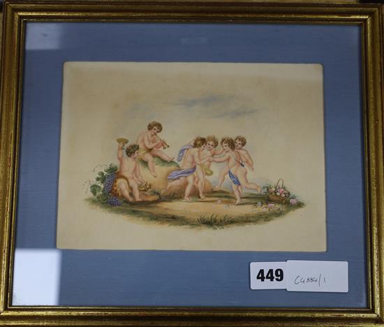 Victorian School, watercolour, Study of putti 16 x 22cm